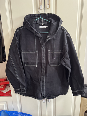 国货美特斯威牛仔外套春秋连帽宽松休闲男上衣百搭纯棉牛仔夹克服