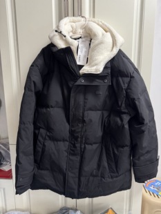 美特斯男羽绒服层次感胸部小胶章加厚保暖隔热连帽可拆鸭绒服外套