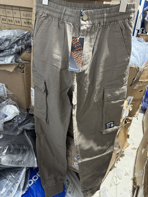 国货美家男裤春秋休闲束脚长裤日长纯棉慢跑裤百搭工装多袋男裤子