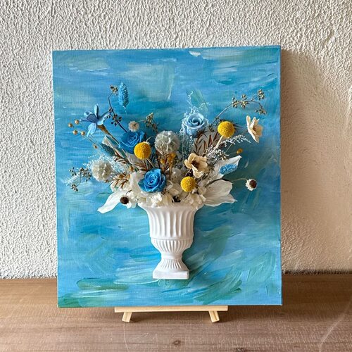 法式立体油画插花手工diy永生花材料半壁花瓶装饰画沙龙暖场花艺