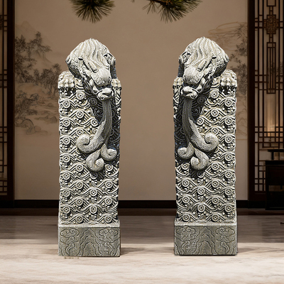 石雕拴马桩天然青石吸水兽茶室门口新中式户外造景摆件石墩石柱子
