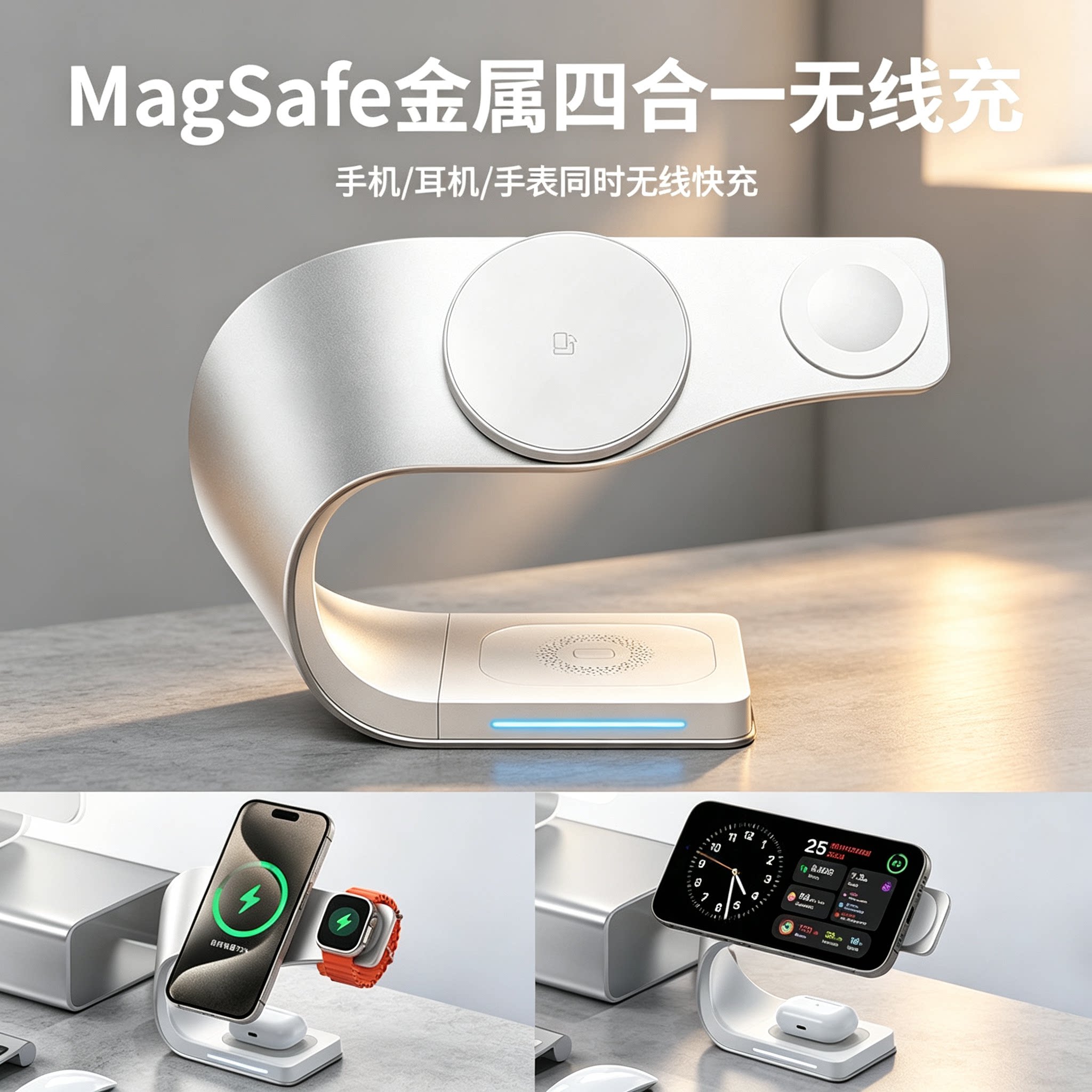 magsafe快充磁吸式桌面充电支架图片
