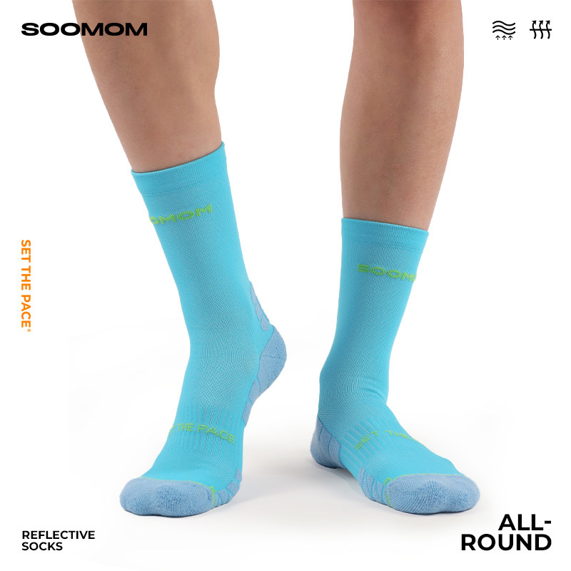 SOOMOM反光抗菌中筒骑行袜男女