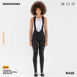 女士雙箭頭儲物抓絨背帶騎行長褲 公路自行車冬保暖 BASE SOOMOM