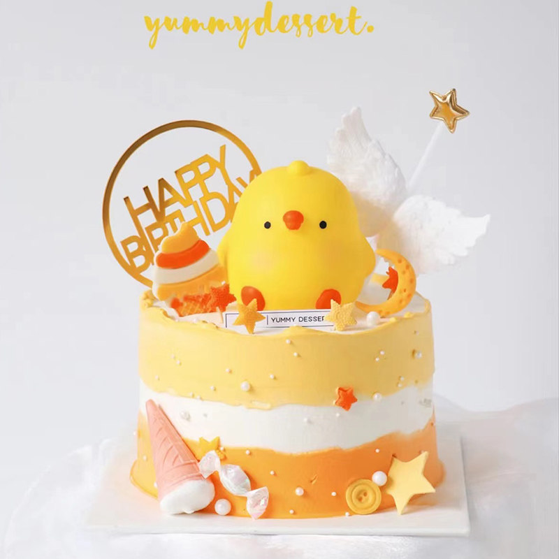烘焙蛋糕装饰 小鸡宝宝破壳小鸡婴儿满月啦百天啦蛋糕摆件插件