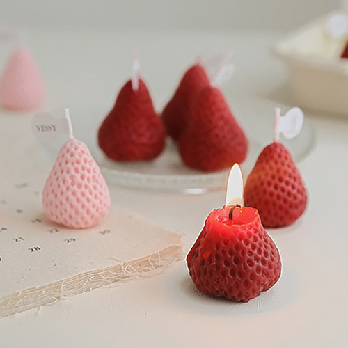 创意草莓生日蜡烛蛋糕装饰摆件