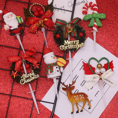 圣诞节蛋糕装饰麋鹿花环松果铃铛