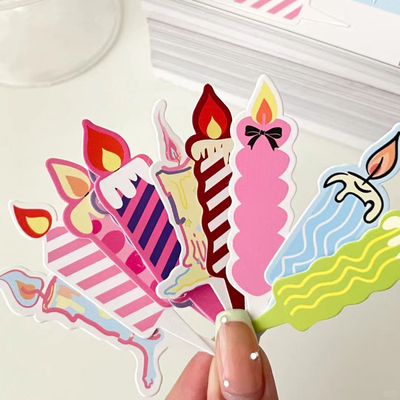 韩国ins风彩色可爱格纹小蜡烛蛋糕插卡复古生日蛋糕装饰插牌插件