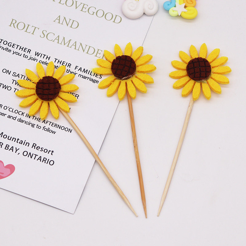 向日葵生日蛋糕装饰插牌太阳花插件生日派对甜品台装扮插旗3支装
