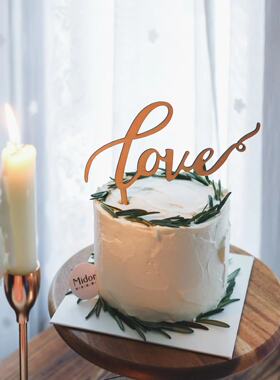 森系蛋糕装饰 木制love森系婚礼甜品台蛋糕wedding纸杯布丁杯插件