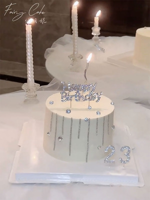 带钻happybirthday小仙女蛋糕