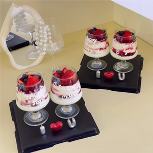 七夕情人节告白蛋糕装饰摆件网红高脚杯车厘子碰碰杯玻璃红酒杯