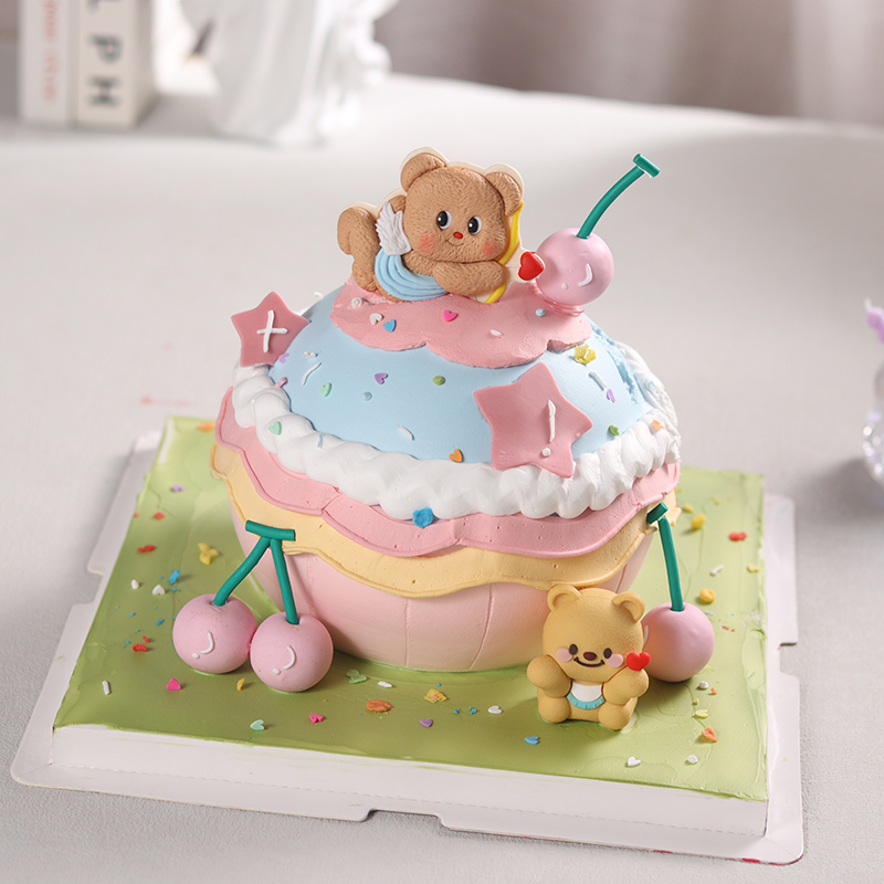 七夕情人节告白小熊蛋糕装饰黄油小熊情侣表白丘比特小熊蛋糕插件