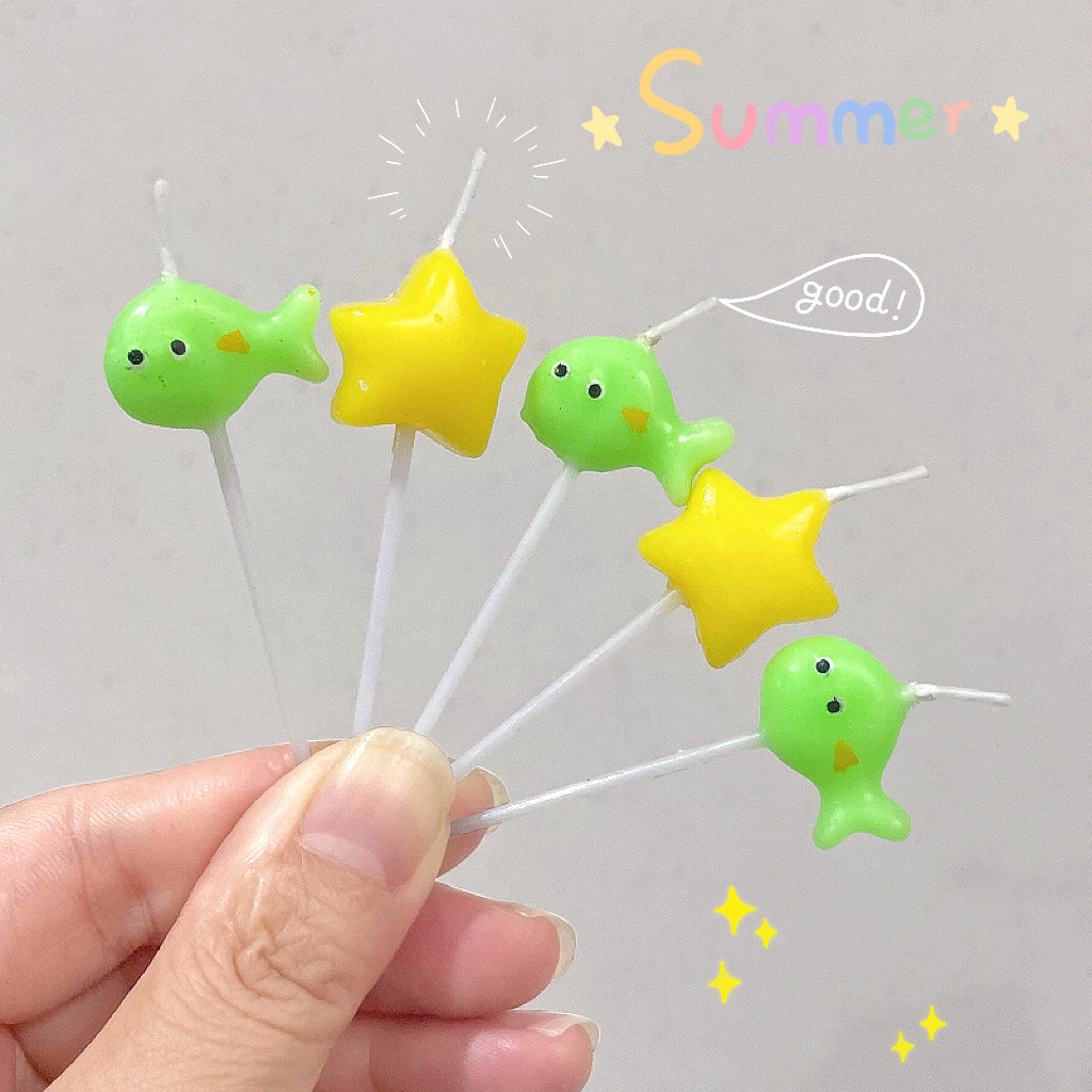 ins海洋主题卡通海星小鱼蜡烛蛋糕装饰 儿童生日节日派对烘焙插件