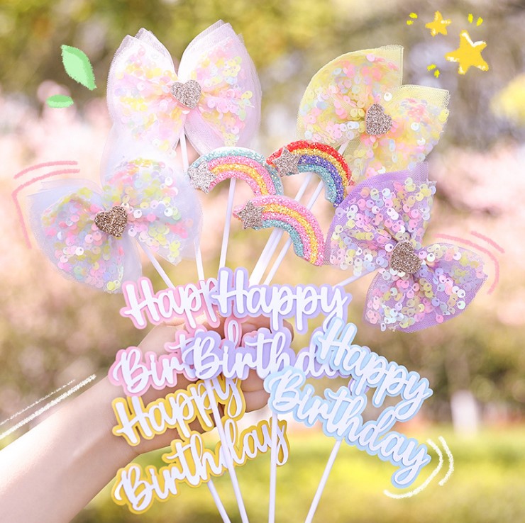 ins风蛋糕装饰蝴蝶结彩虹插件