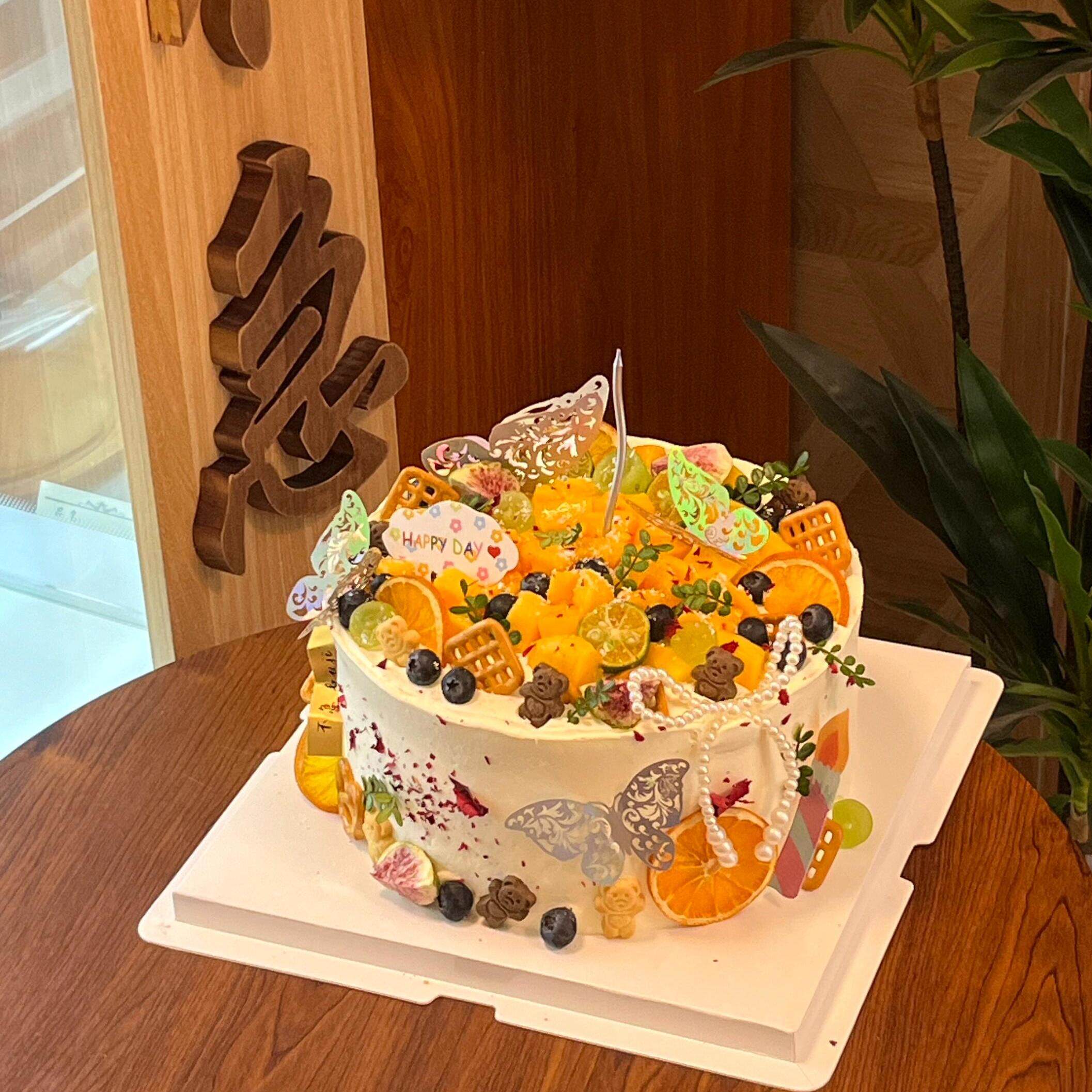 小熊饼干蛋糕装饰韩国ins可爱卡通小熊透明镂空蝴蝶生日蛋糕插件