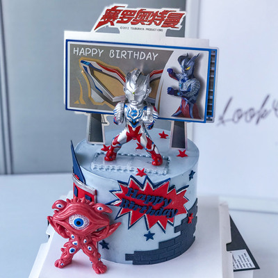 奥特曼正版泽塔怪兽男生蛋糕装饰