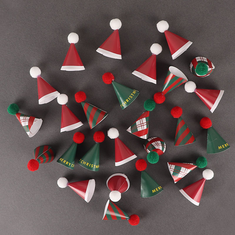 圣诞小帽子蛋糕装饰 ins风圣诞老人红绿色小帽子可爱圣诞帽插件