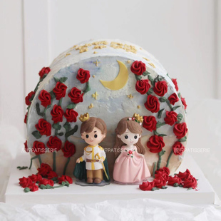 烘焙蛋糕装饰薇拉公主威廉王子城堡童话男孩女孩生日蛋糕摆件插件