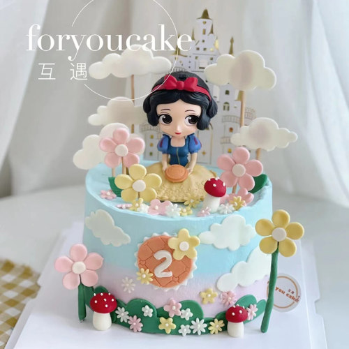 白雪公主城堡花朵蛋糕装饰