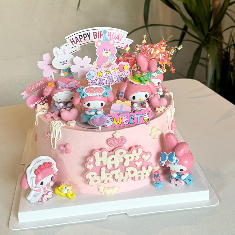 美乐蒂蛋糕装饰粉猫凯蒂猫粉兔美乐蒂女孩公主生日蛋糕插牌插件,节庆用品/礼品,节日装扮用品,淘宝优惠券,粉丝福利购,淘宝优惠卷