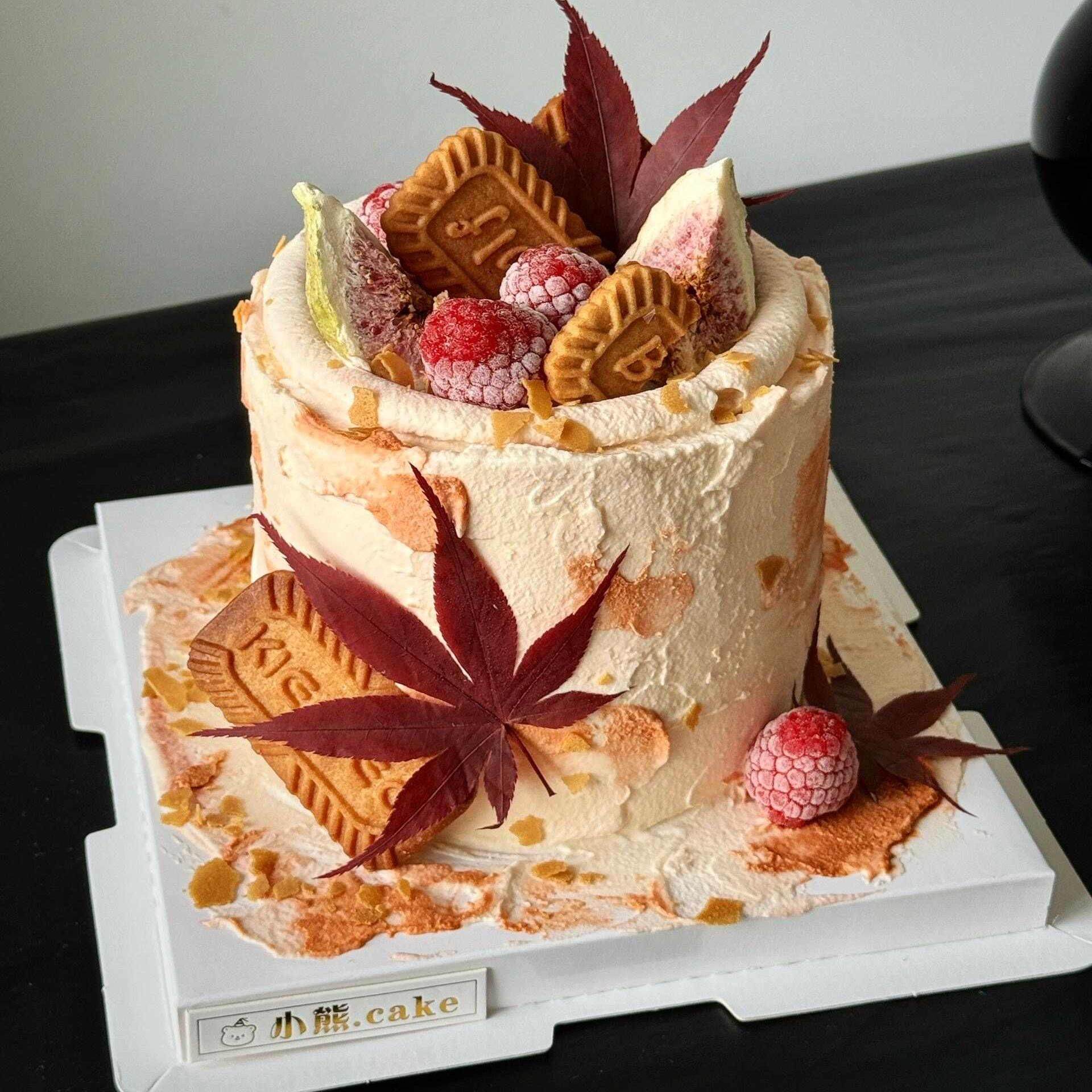 秋季红枫叶栗子蛋糕装饰板栗栗子饼干压膜模具网红生日甜品插件