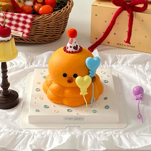 光秃秃可爱小章鱼生日小帽子蛋糕装饰爱心立体气球派对甜品插件