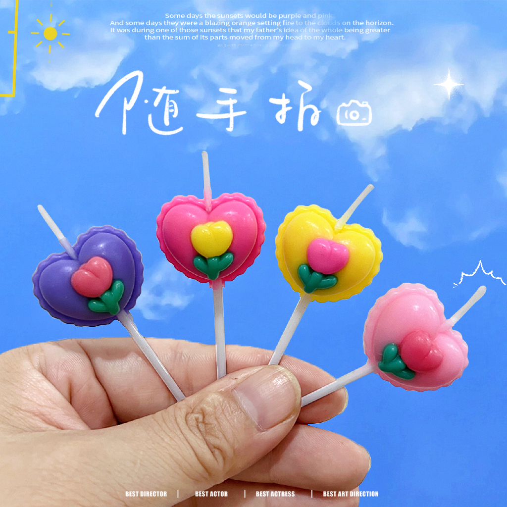 ins韩国小花花边爱心生日蜡烛