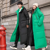 加厚情侣正反两穿三防冬季 鹅绒羽绒服男女同款 过膝长款 保暖外套
