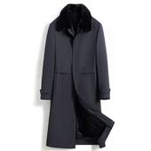 新款 派克服男中长款 进口水貂整貂内胆冬季 加绒加厚翻领鹅绒服男