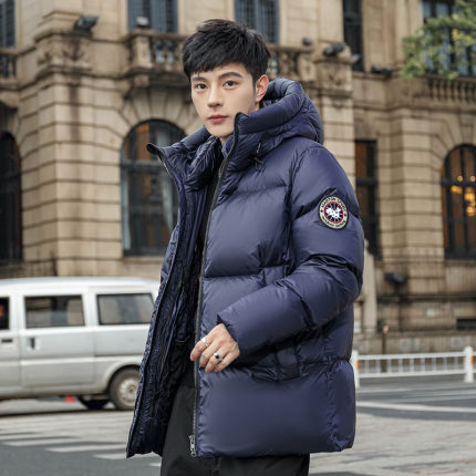 极寒鹅绒羽绒服男短款冬季新款高蓬松加厚连帽面包服防风羽绒服男