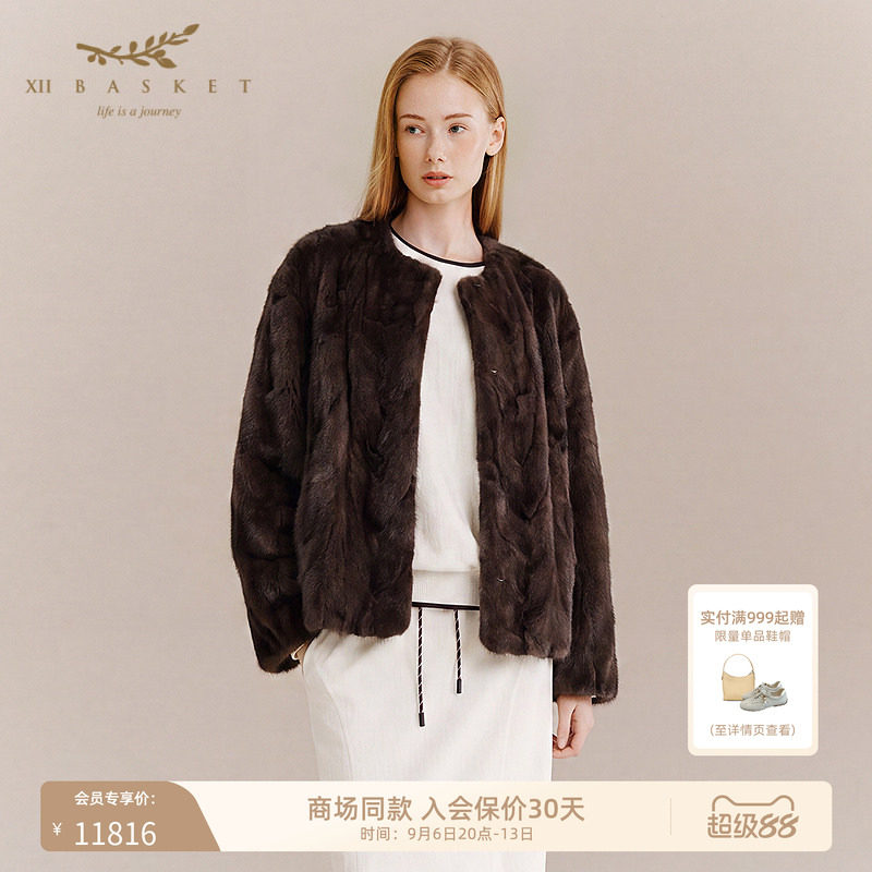 十二篮水貂皮草高级贵气短款外套