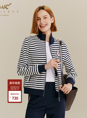 十二篮专选秋款时尚运动条纹立领外套秋季人气运动风设计女