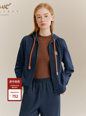 十二篮专选25冬新款时尚休闲舒适连帽百搭通勤保暖上衣棉外套女