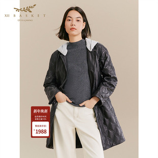 十二篮专选25冬新款 羊皮棉服外套桑蚕丝填充通勤百搭设计感