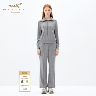 百搭显瘦直筒休闲裤 雪尼尔宽松时尚 女 商场同款 十二篮专选春季