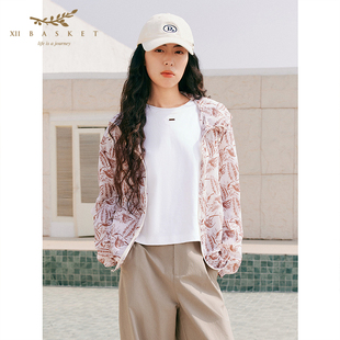 零感轻量山系户外防晒外套森系印花连帽上衣女 十二篮26夏新款