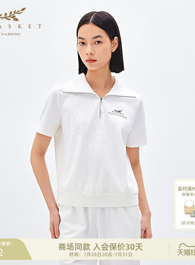 十二篮莫代尔棉肌理感半开襟卫衣
