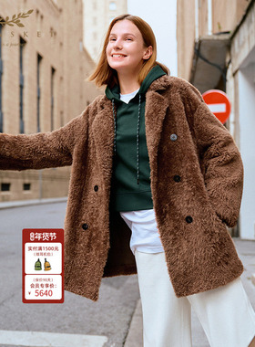 西班牙拉贡皮毛一体|十二篮复古美拉德外套皮草大衣中长款25冬新