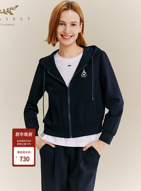 十二篮专选25秋新款高级感百搭时尚运动休闲套装藏蓝色连帽外套女