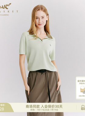 十二篮撞色Polo休闲运动风针织衫