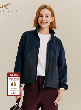 XII BASKET十二篮25秋新款户外机能抓绒藏蓝色宽松休闲运动外套女