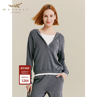 绵羊毛V领时尚 商场同款 通勤舒适外套女 BASKET十二篮25秋新款 XII