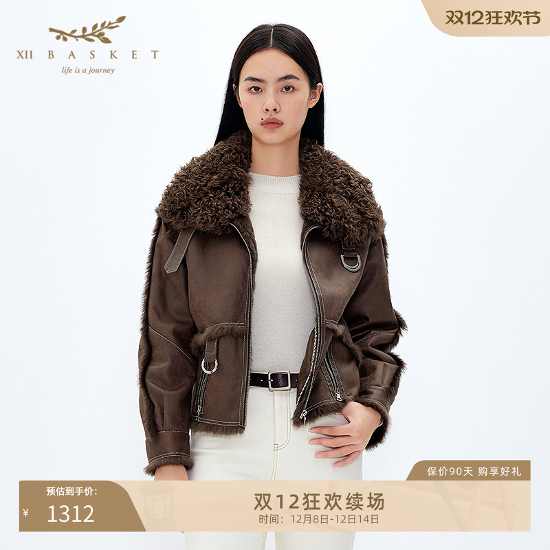 十二篮美拉德机车风皮毛皮短外套