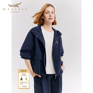 十二篮26春新款 女上衣藏青色 户外立领拉链短外套休闲运动装
