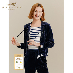 十二篮专选宽松卫衣外套秋款 宽松舒适针织宽松卫衣藏蓝