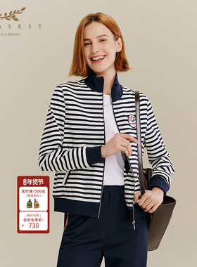 十二篮专选秋款时尚运动条纹立领外套秋季人气运动风设计女