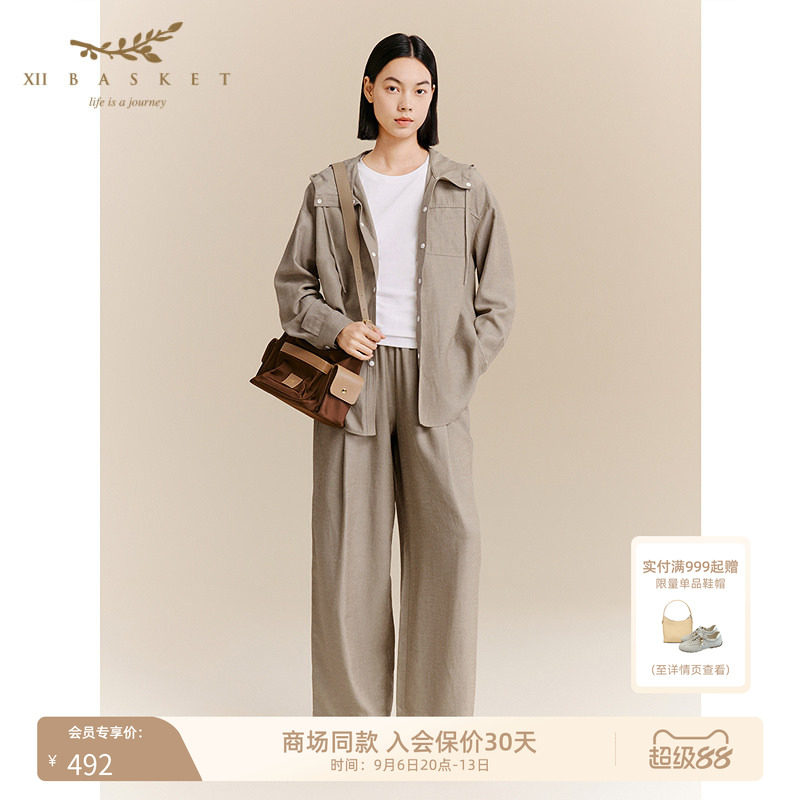 十二篮天丝亚麻休闲阔腿裤