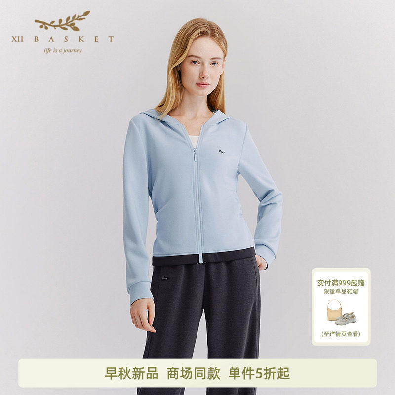 十二篮连帽捏褶休闲正肩外套