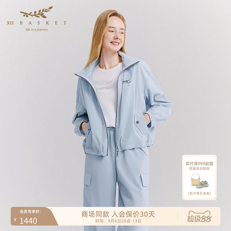 十二篮浅蓝含三醋酸立领运动外套